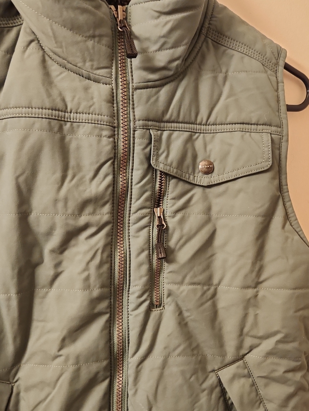Carhartt Women's Sage Green Quilted Sherpa-Lined Vest- M 8/10 - Picture 7 of 9